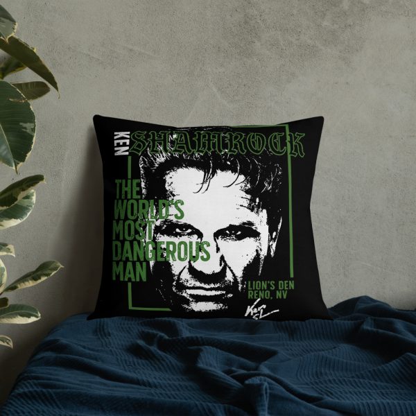 Ken Shamrock Grey, Black and White Premium Pillow