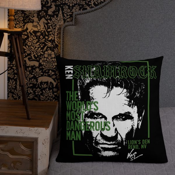 Ken Shamrock Grey, Black and White Premium Pillow - Image 2