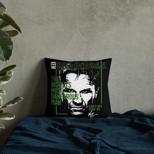 Ken Shamrock Grey, Black and White Premium Pillow - Image 3